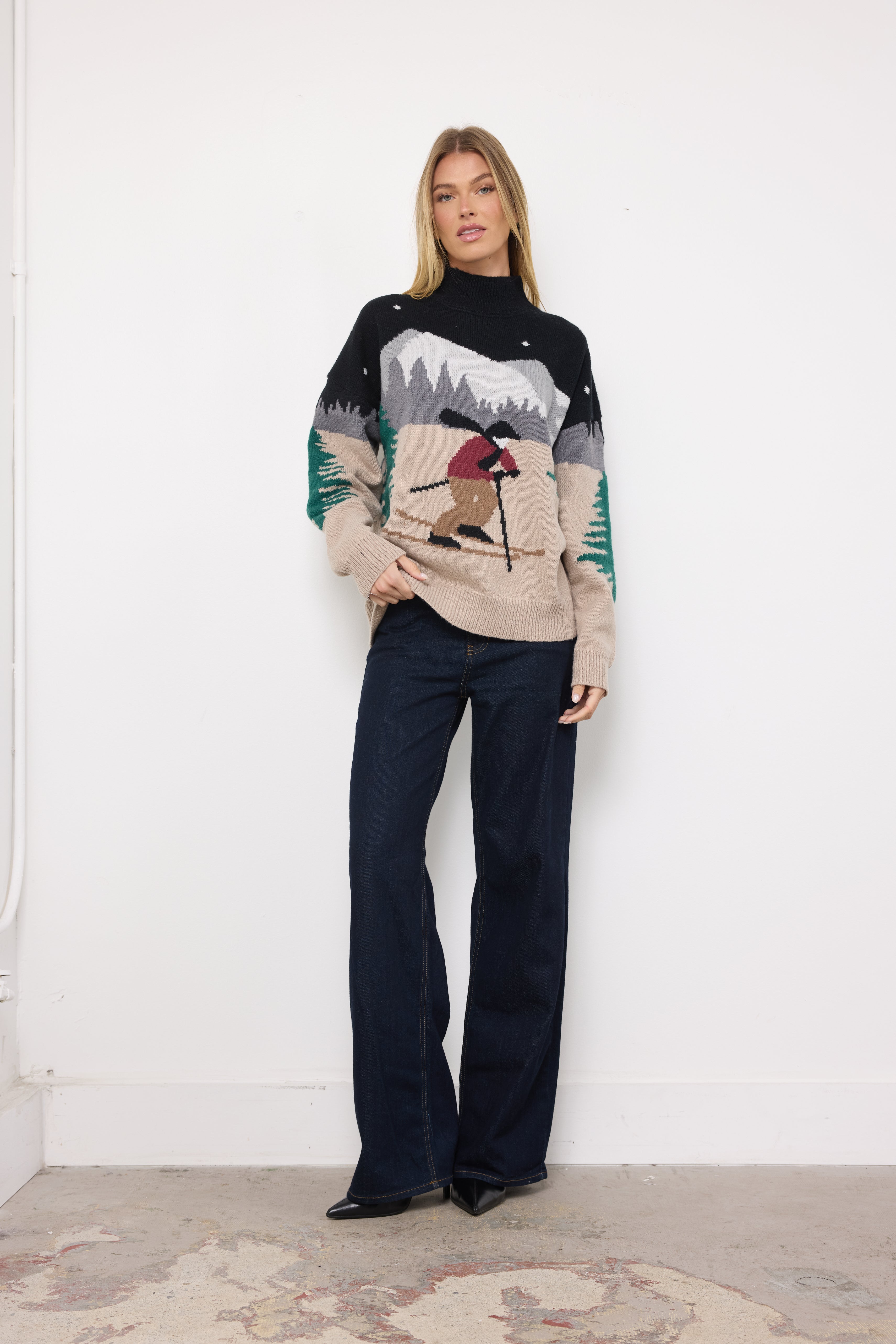 Bunny Slope Black Multi Knit Top