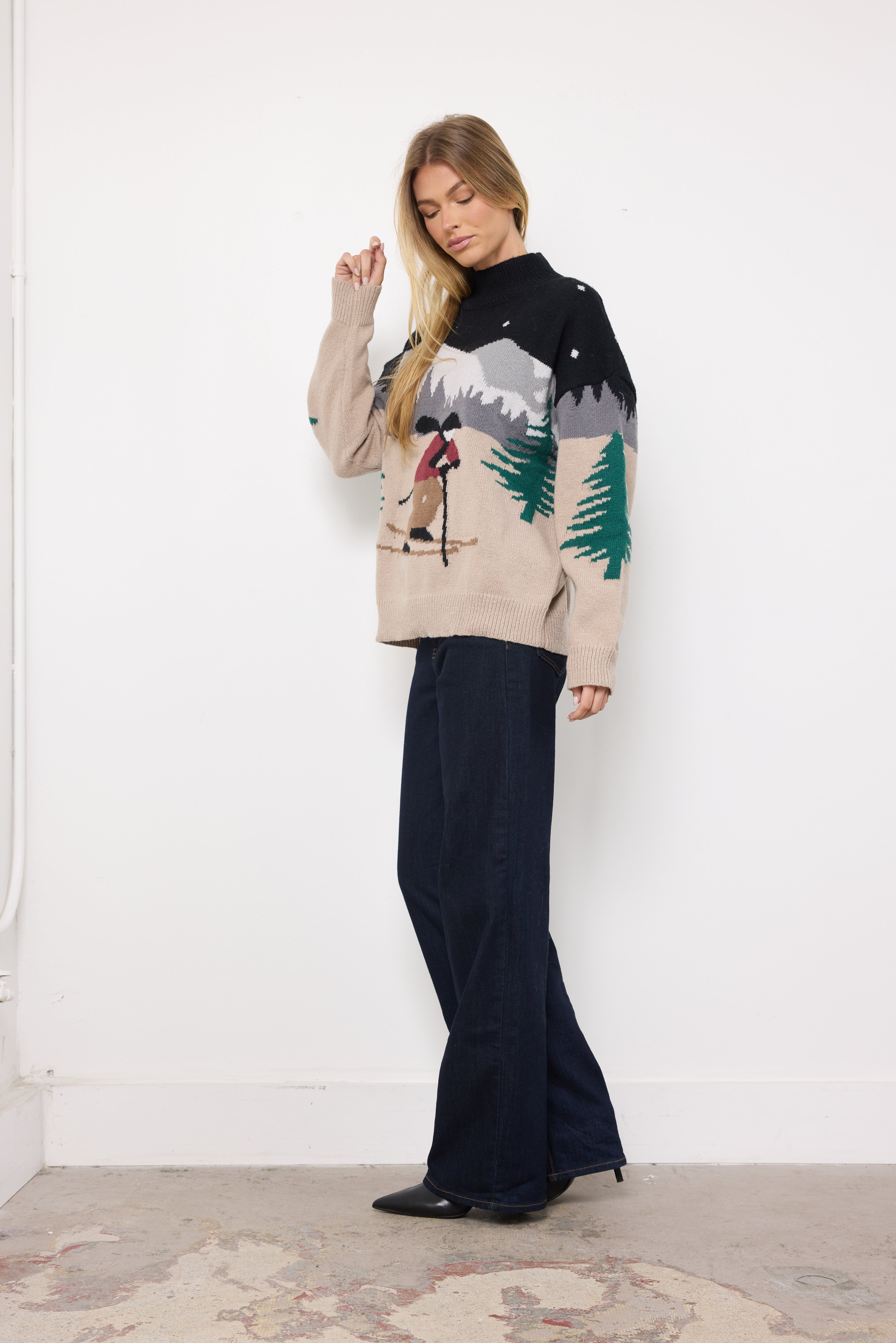 Bunny Slope Black Multi Knit Top