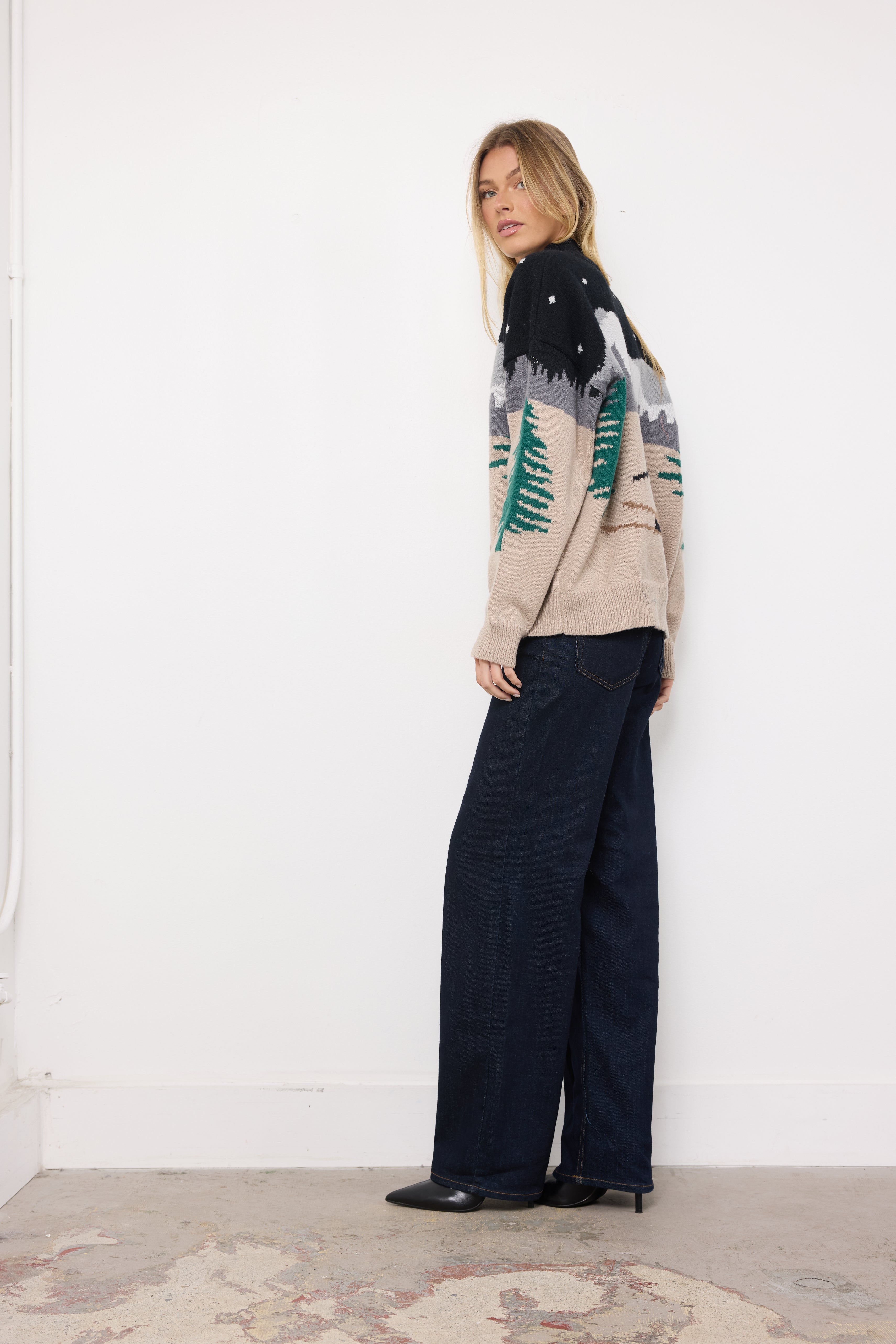 Bunny Slope Black Multi Knit Top