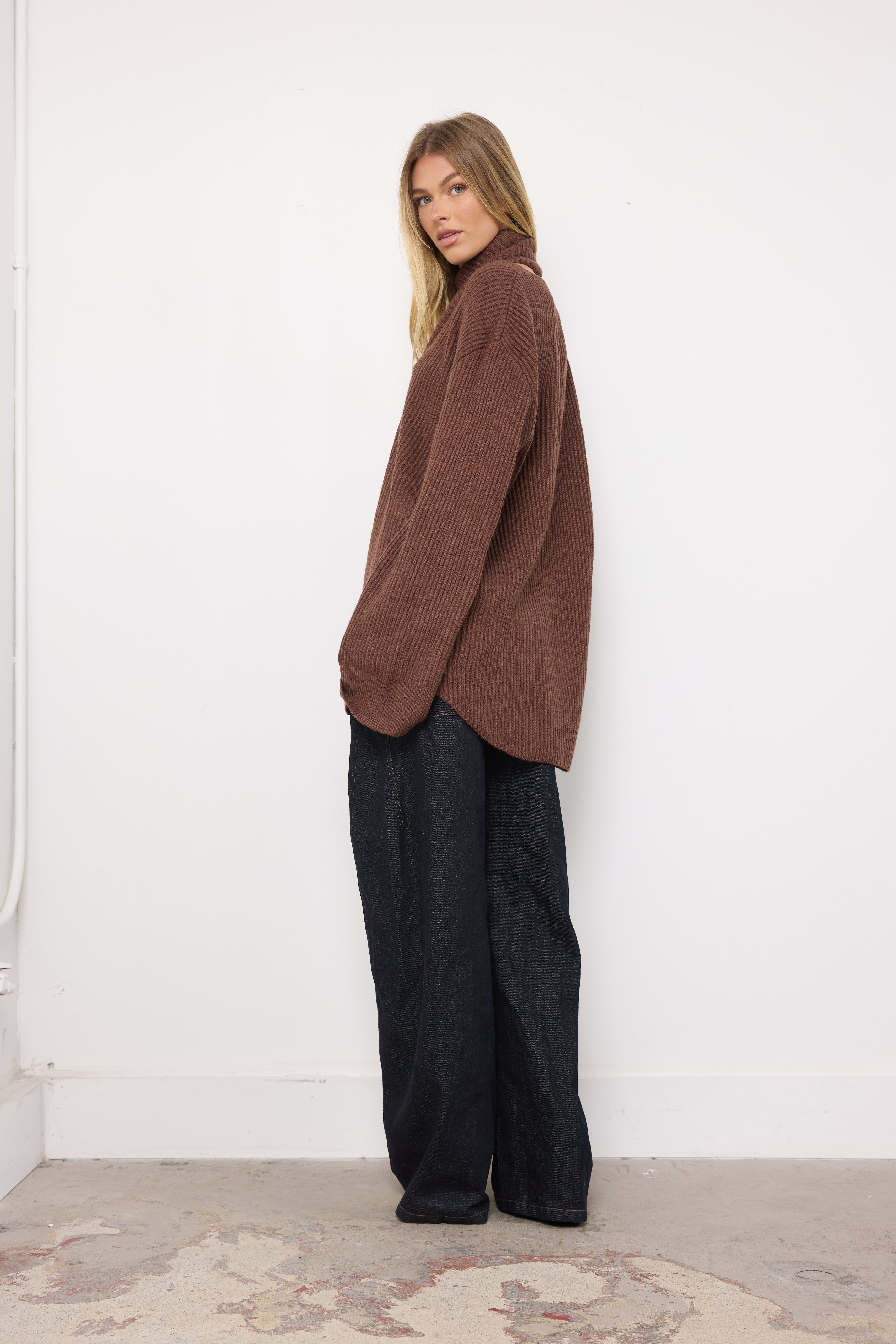 High Heels on Cobblestones Coffee Knit Top