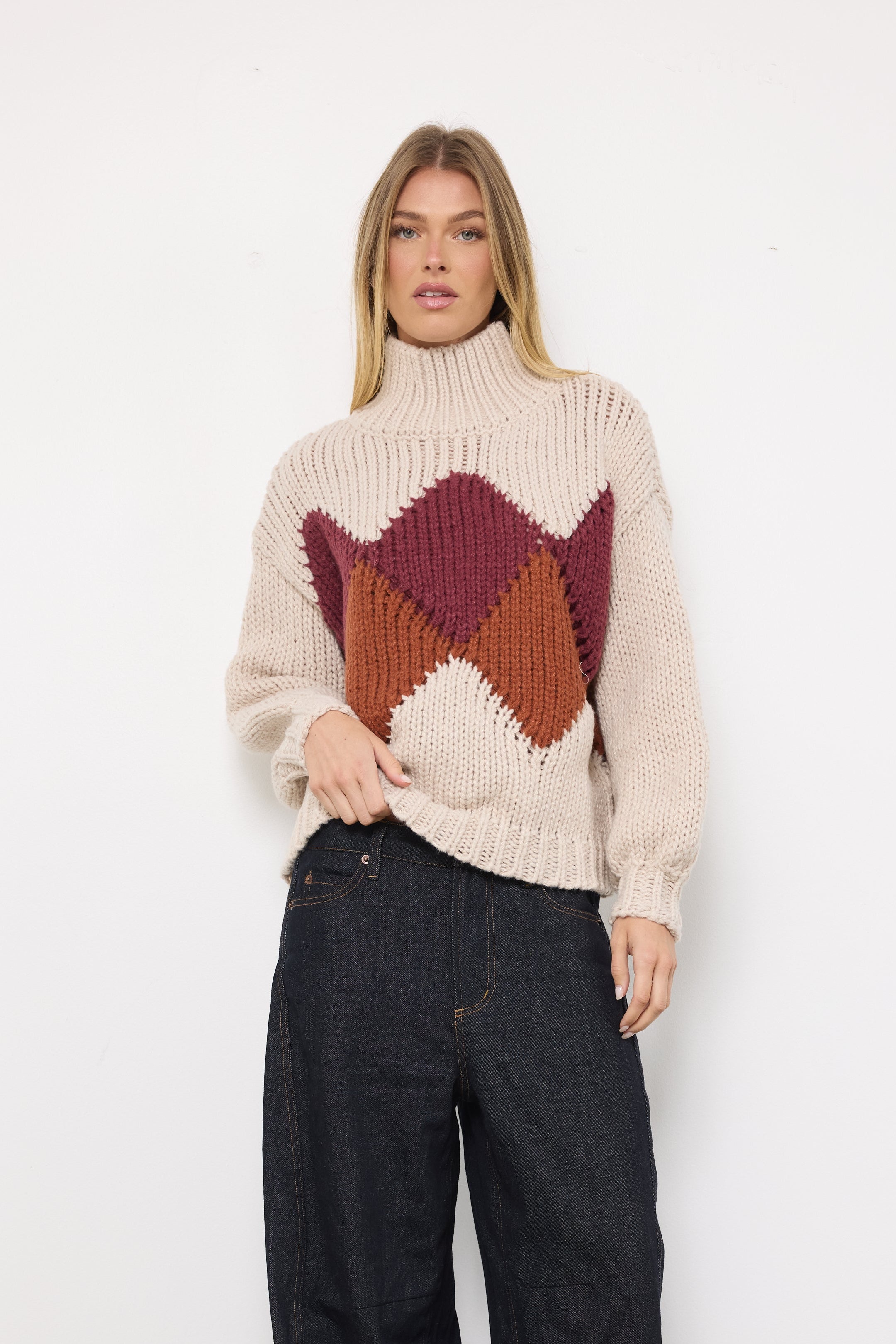 Harvard Grad Stone Combo Knit Top