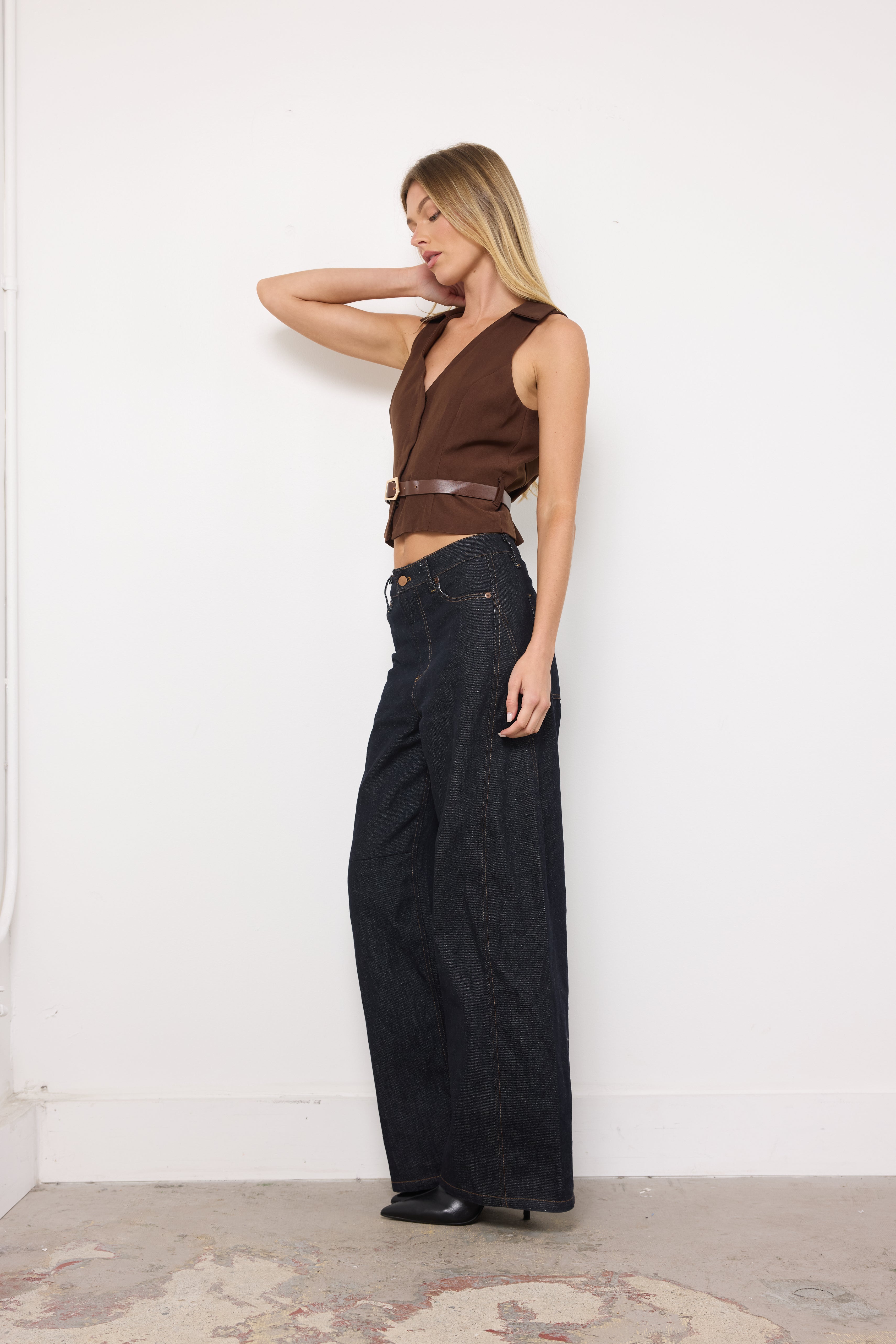 Take Me Home Brown Vest Top