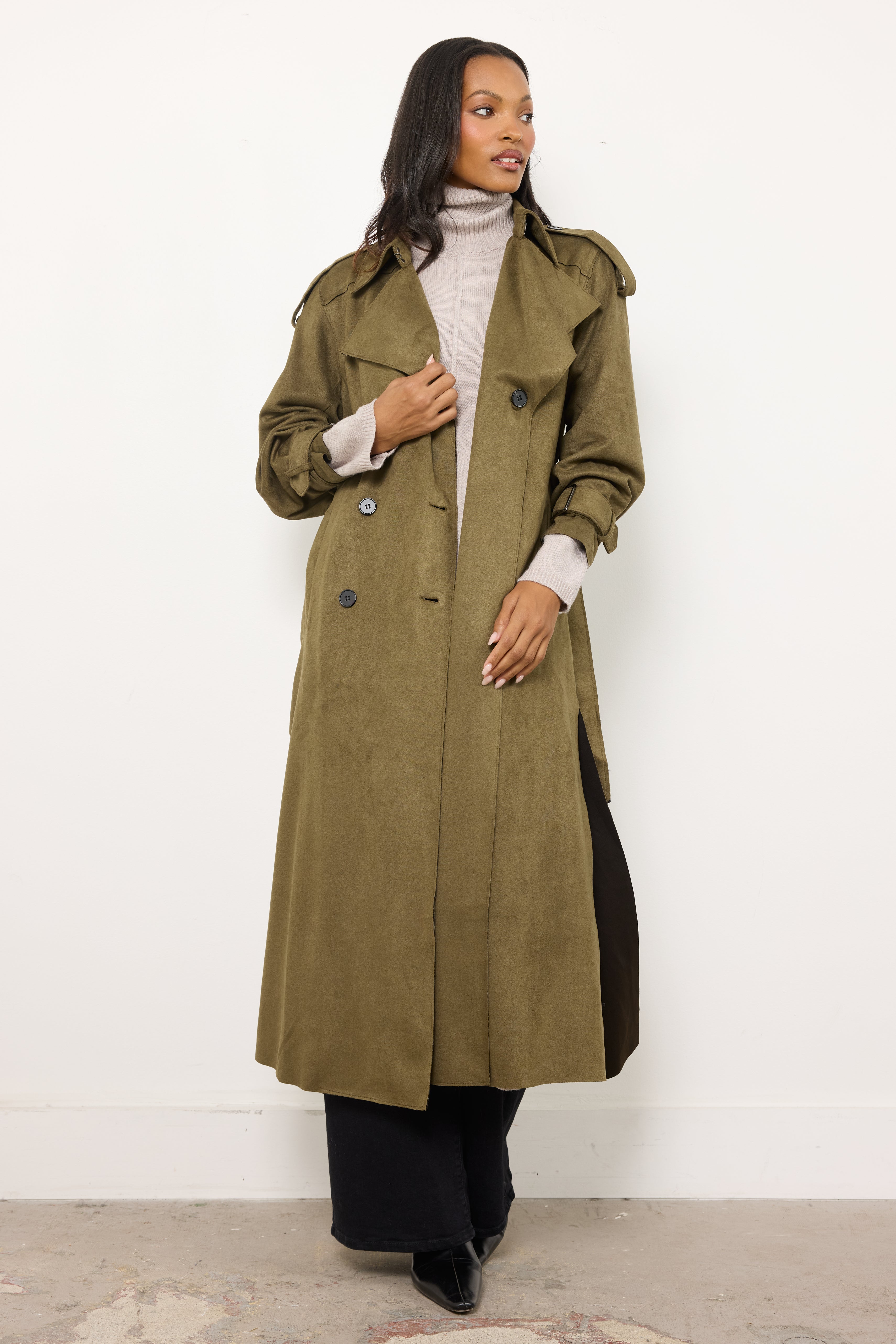 Good Morning Olive Trench Coat