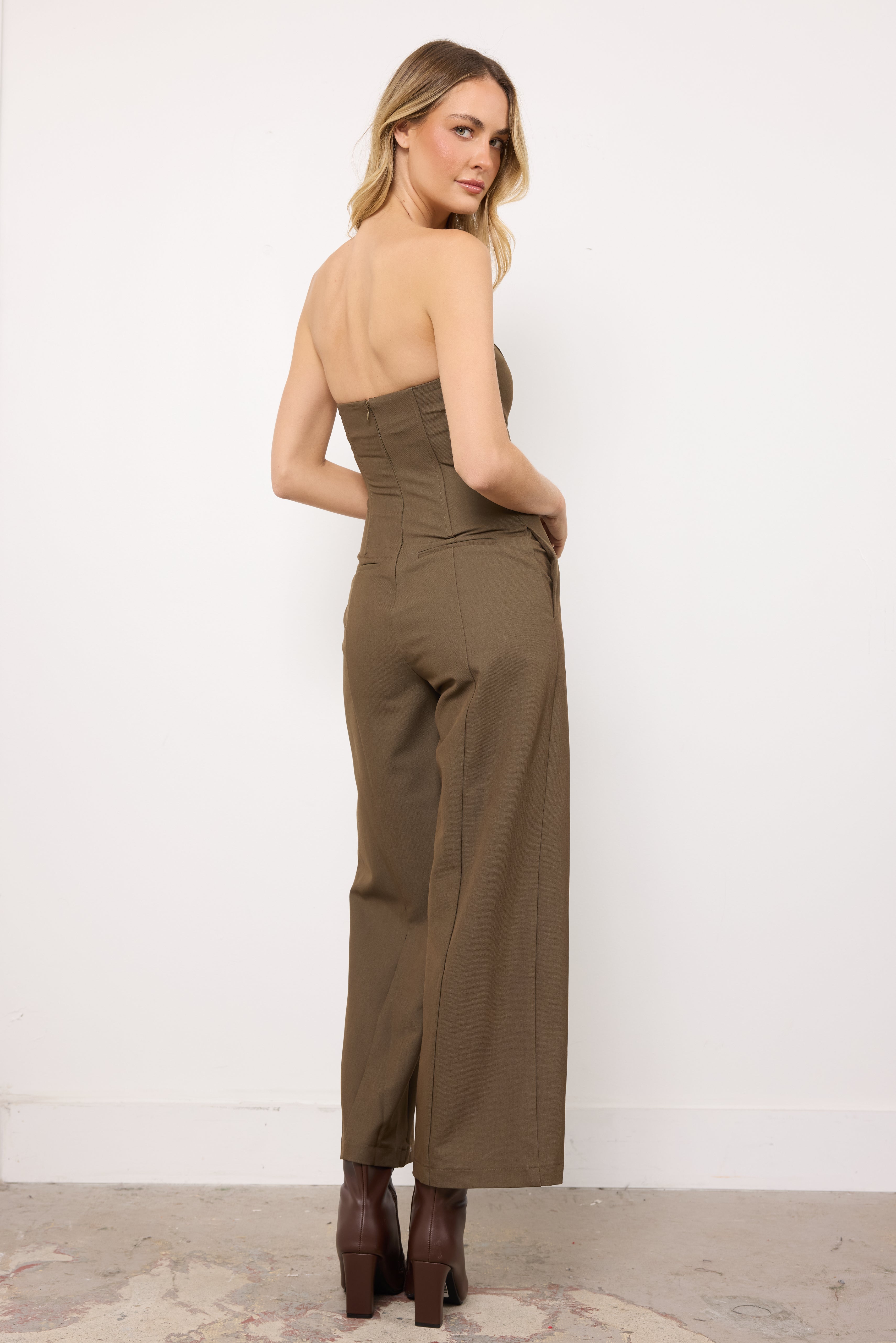 Alone In Here Olive Jumpsuit