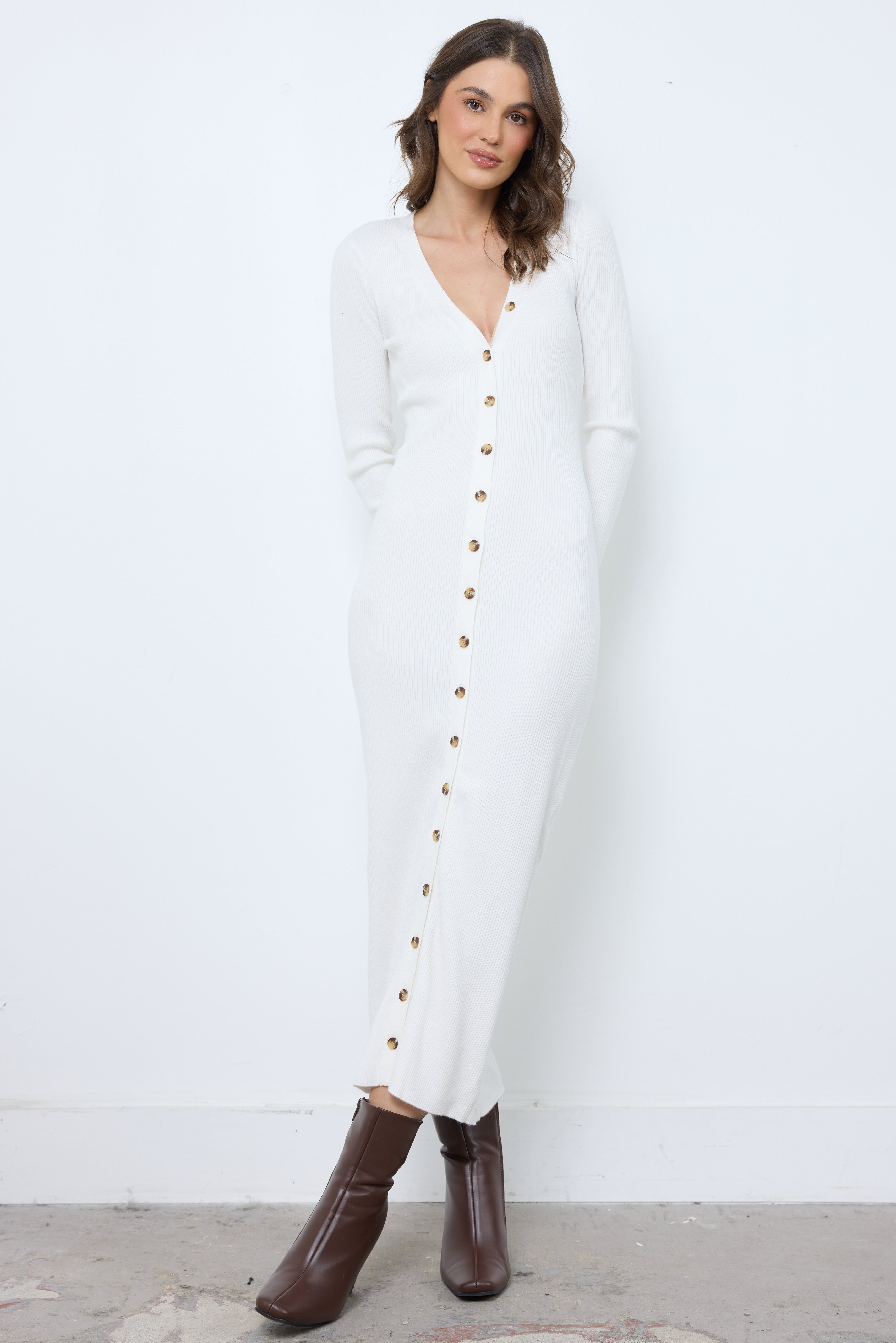 Always On Time Ivory Cardigan Dress