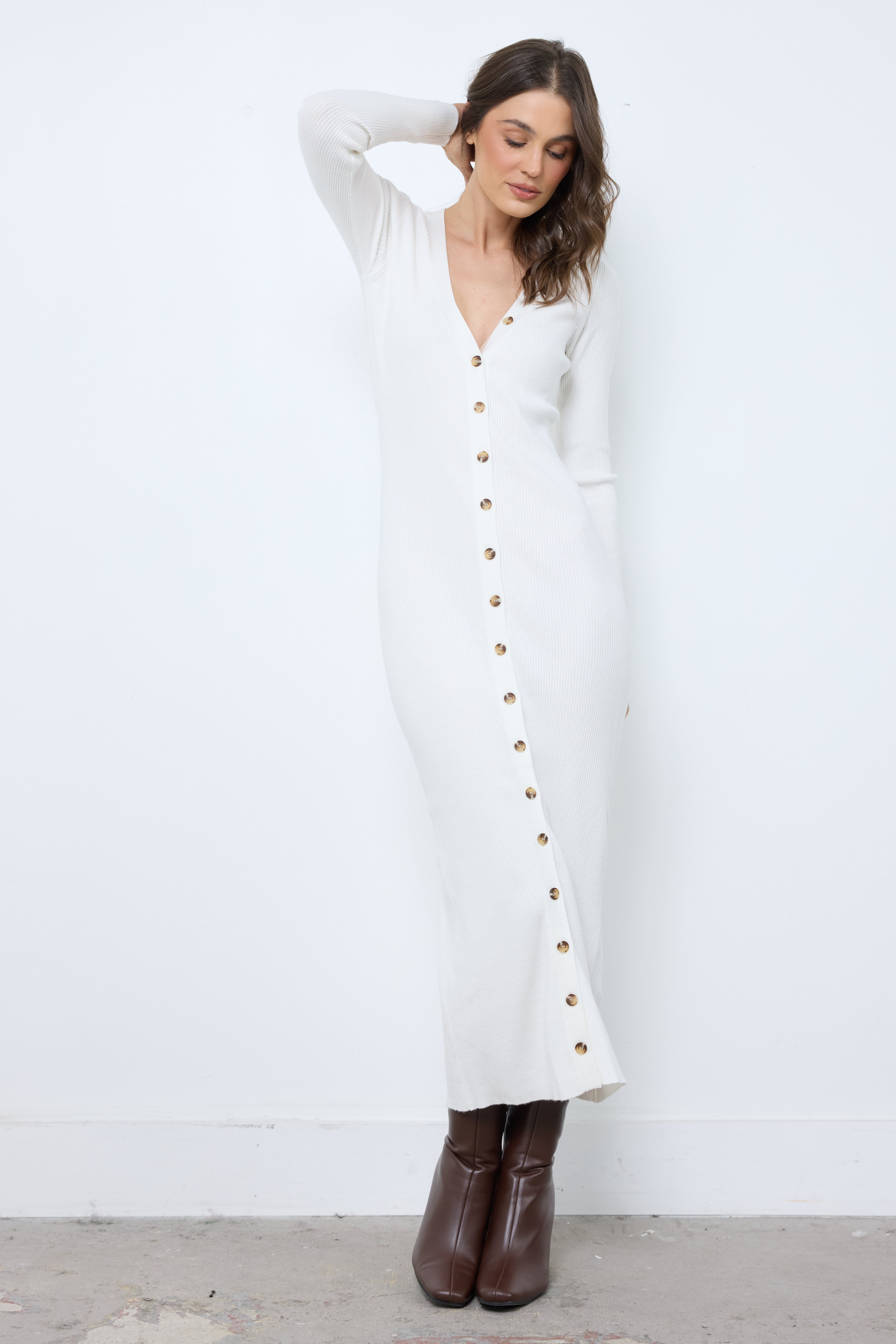 Always On Time Ivory Cardigan Dress