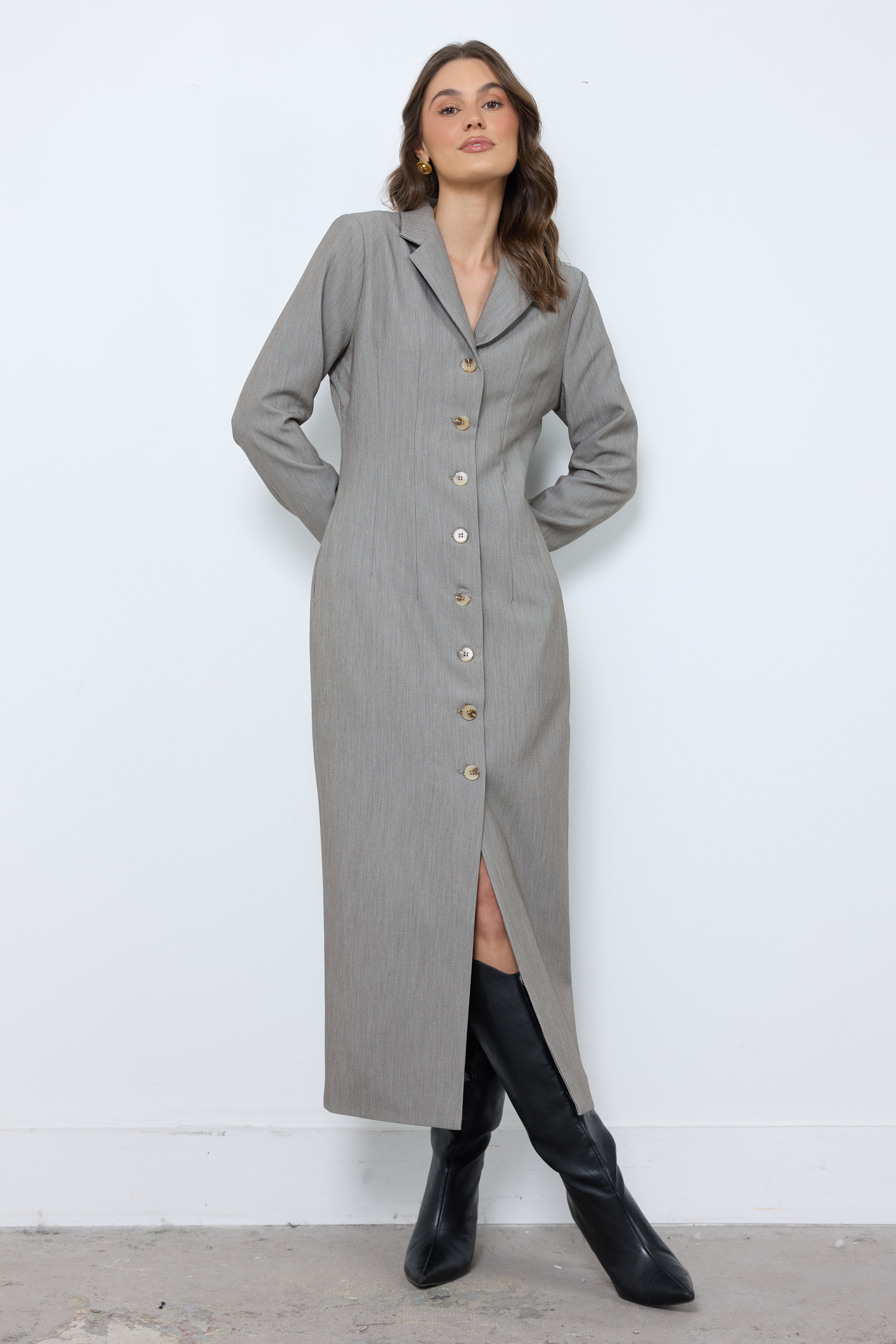 So Sophisticated Light Brown Multi Dress