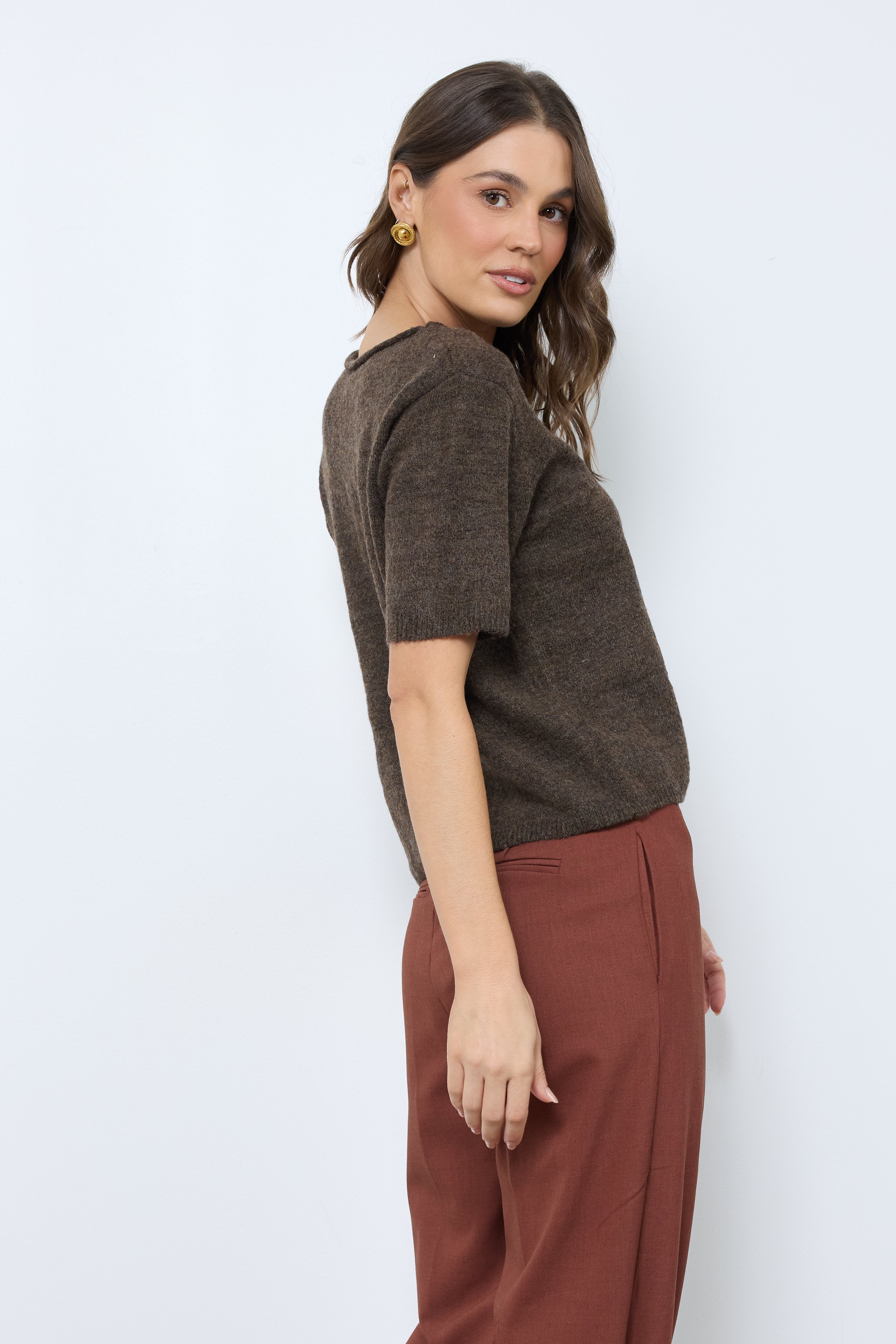 Button Me Up Espresso Knit Top