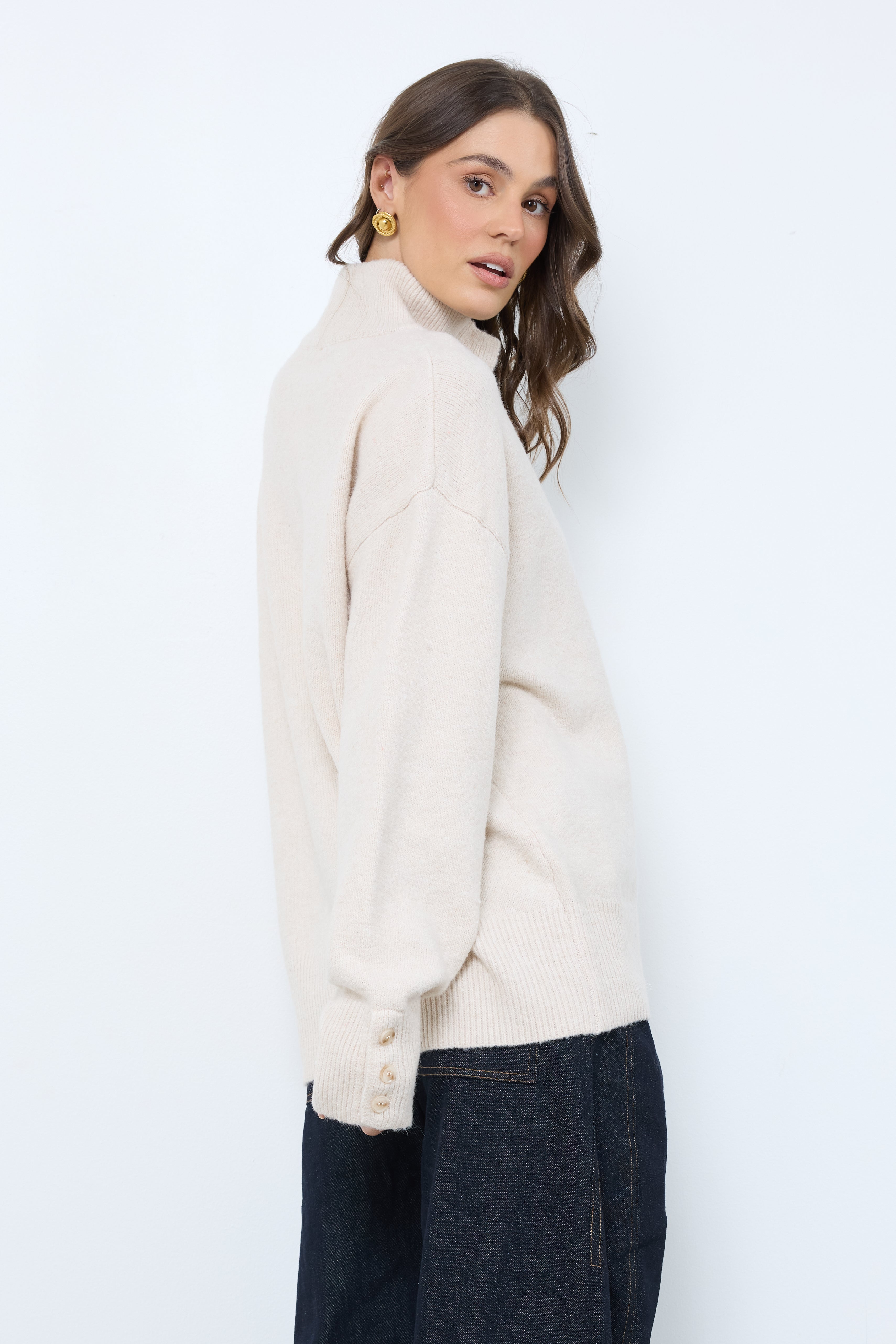 Birthday Boy Beige Melange Knit Top