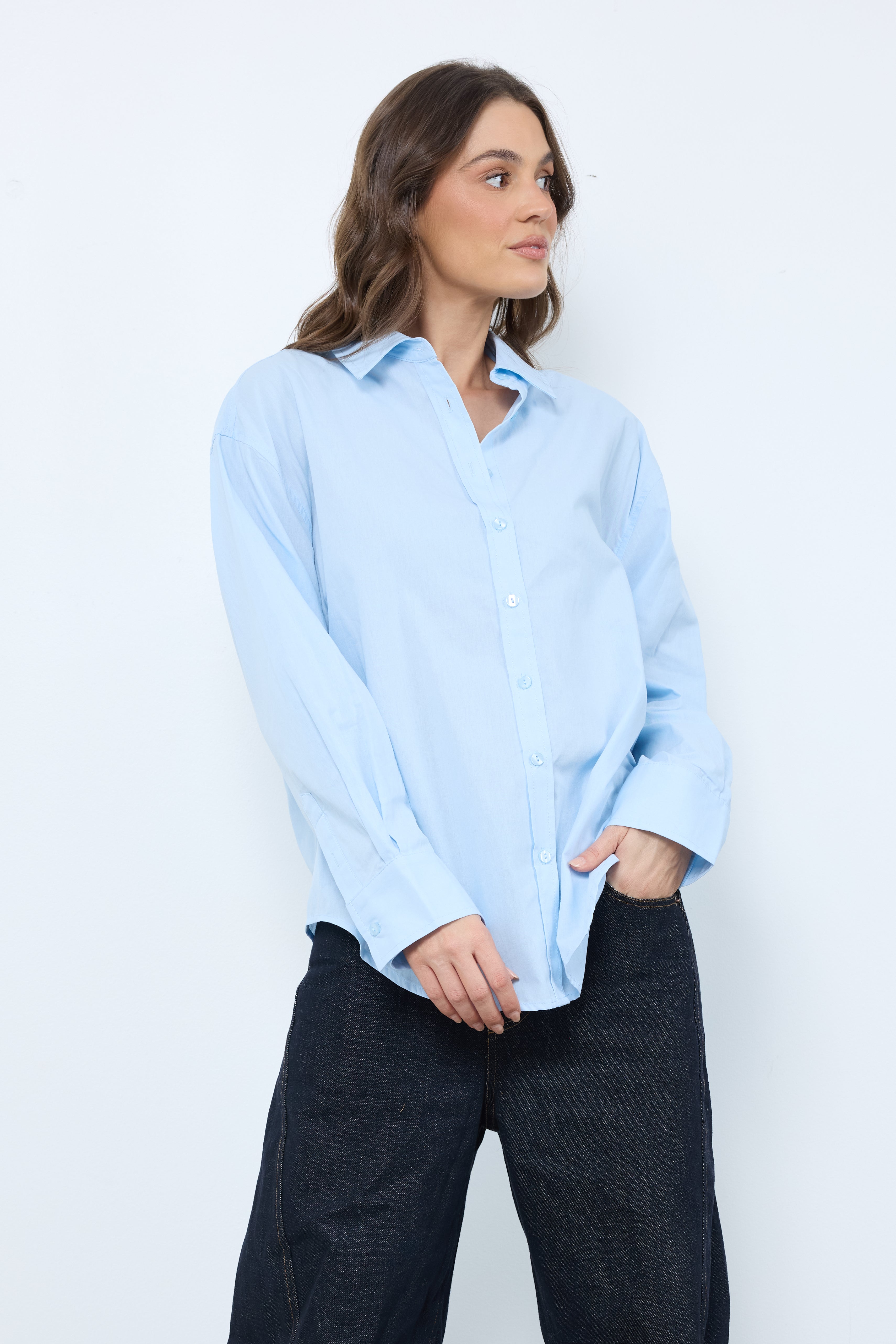 Back Bay Blue Button Down Top