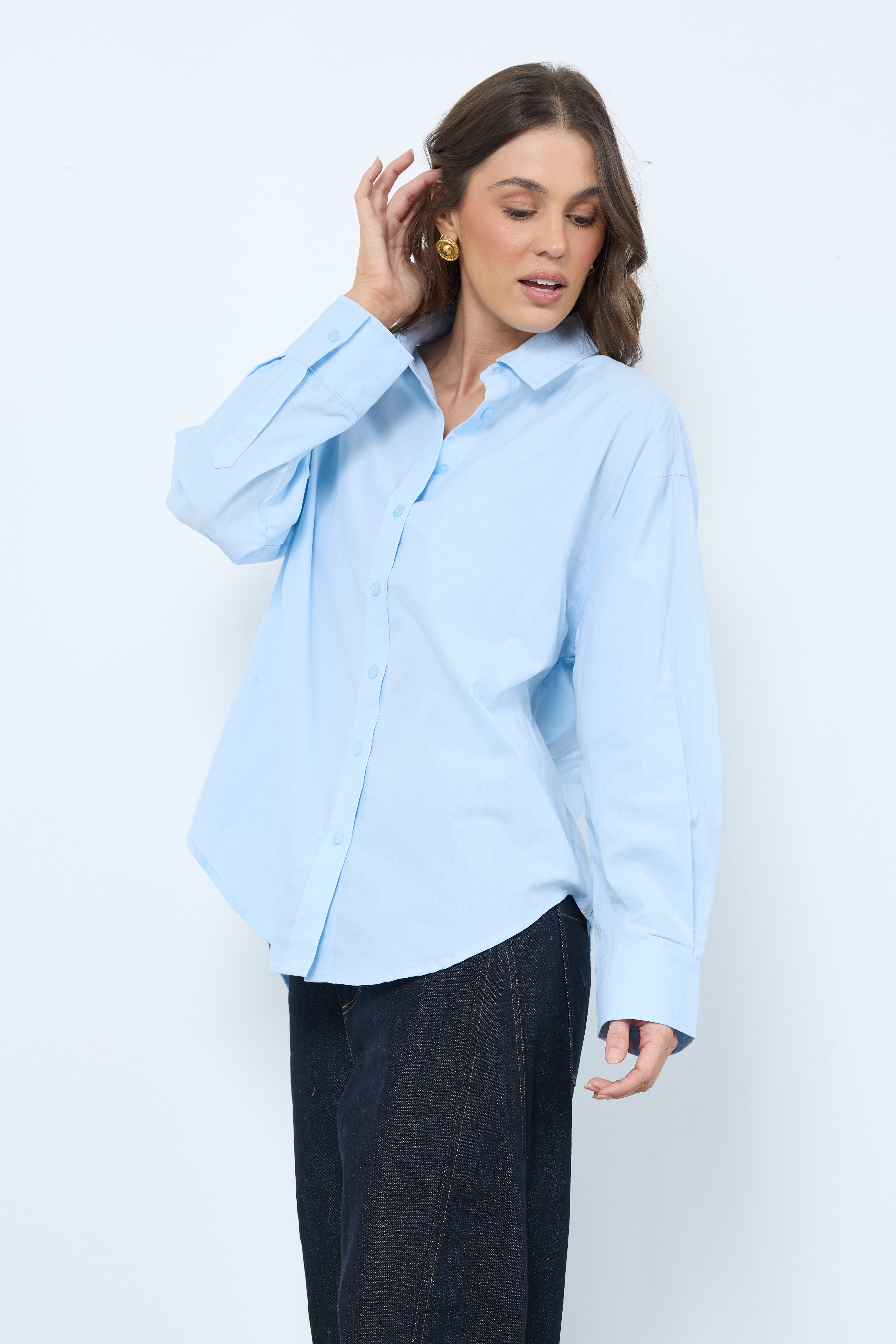 Back Bay Blue Button Down Top