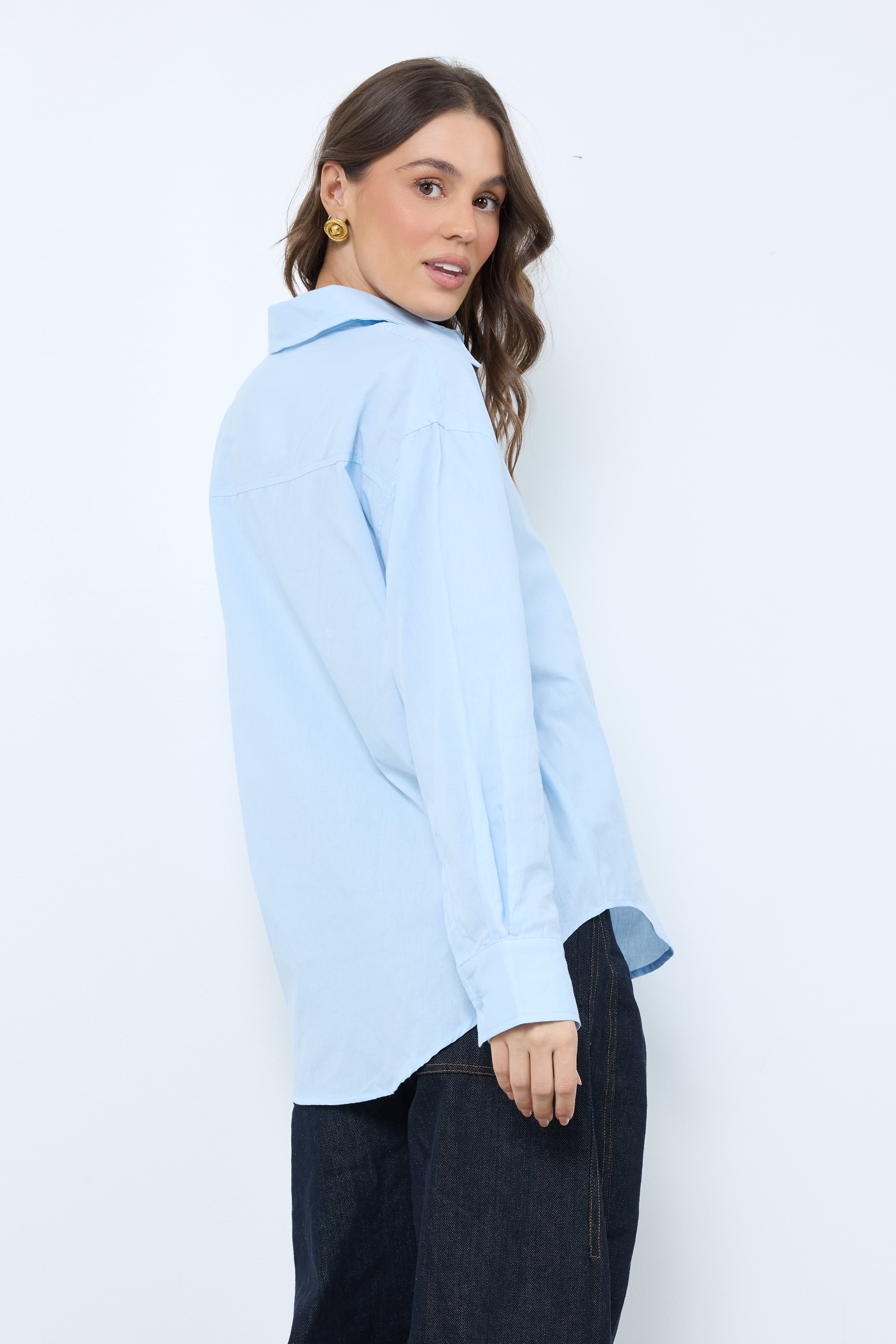 Back Bay Blue Button Down Top