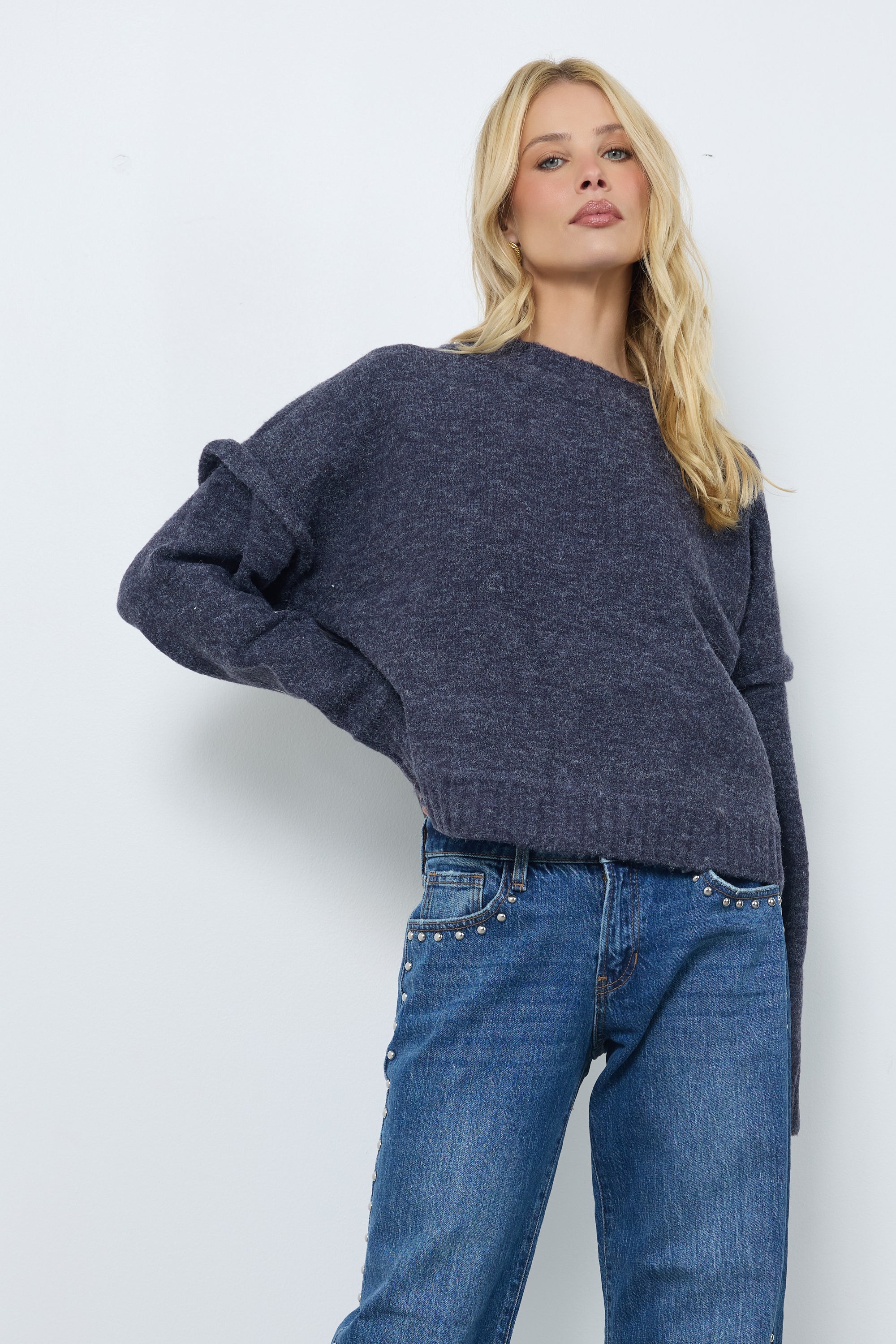 On The Go Navy Knit Top
