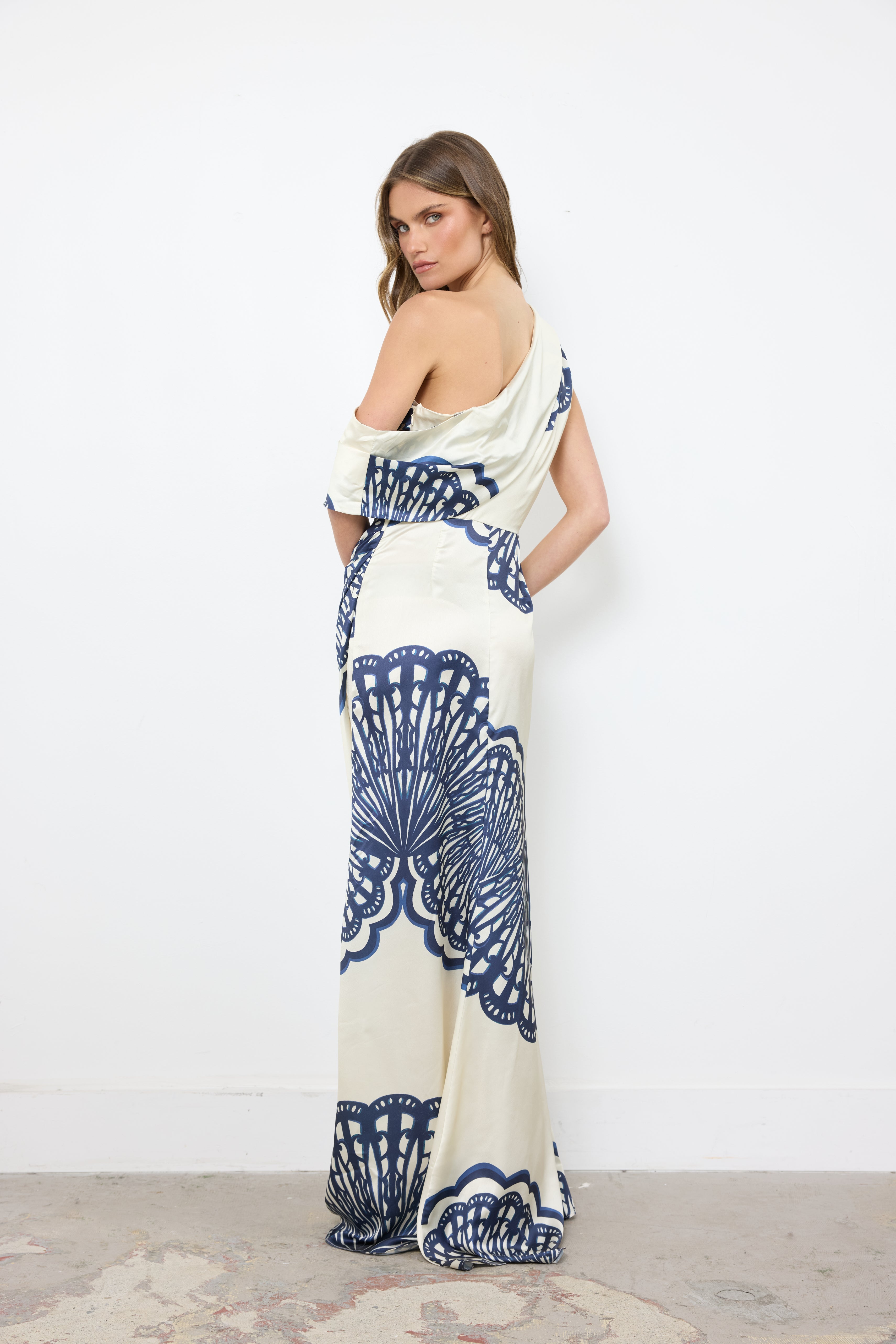 Walking Out of the Ocean Ivory Navy Dress