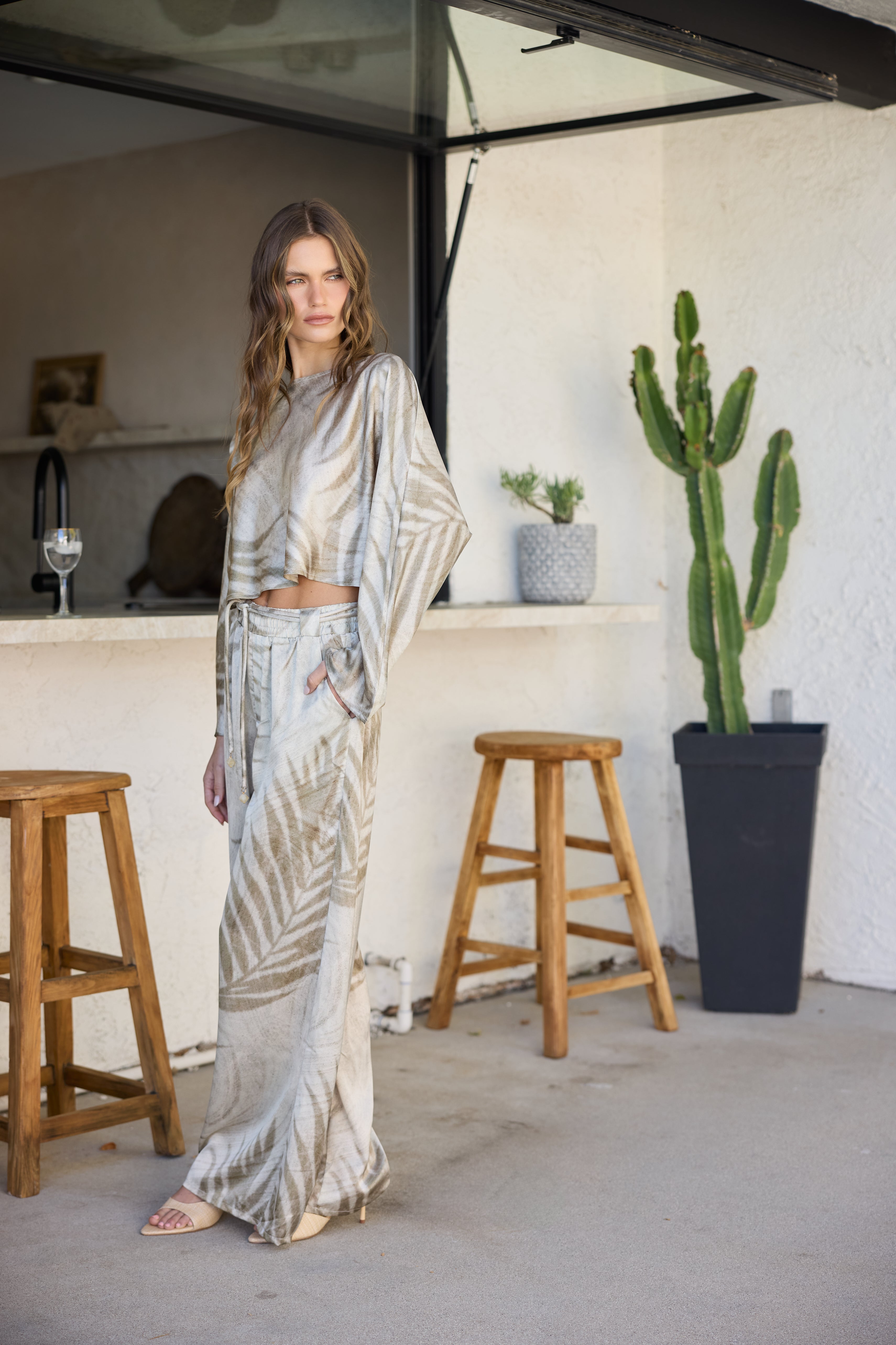 Continental Breakfast Sandstone Palm Pants