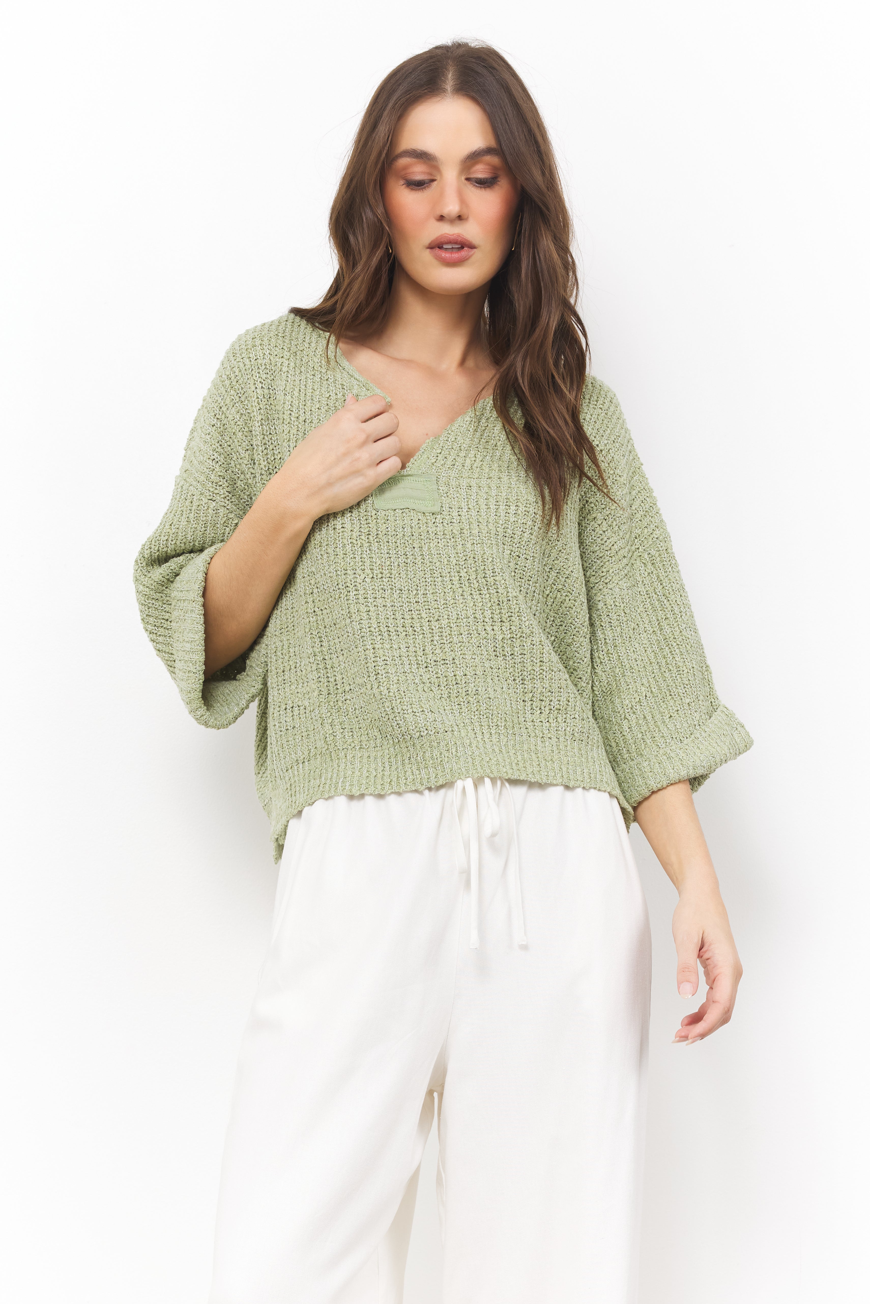 Loose The Attitude Sage Top - Bobbles & Lace