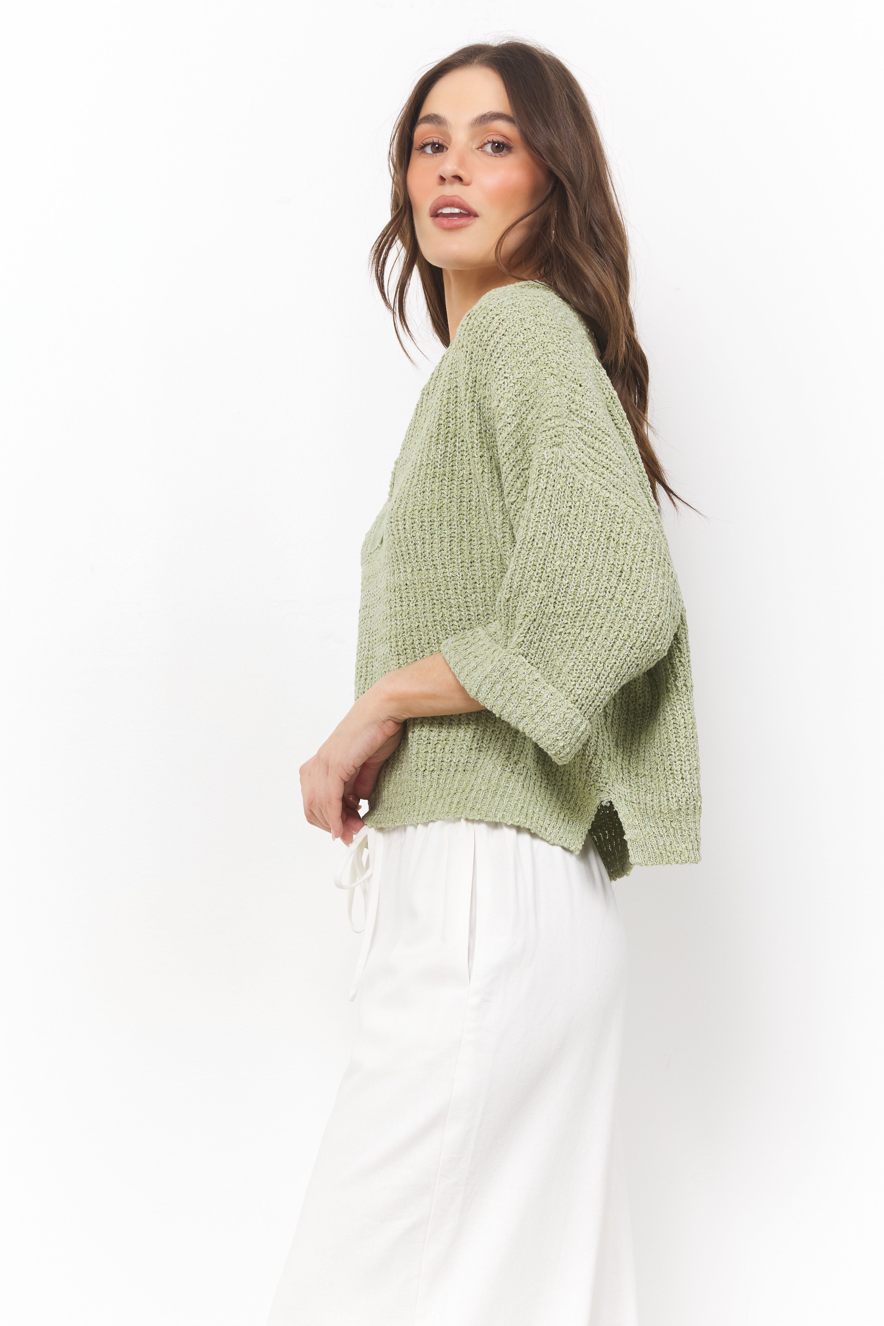 Loose The Attitude Sage Top - Bobbles & Lace