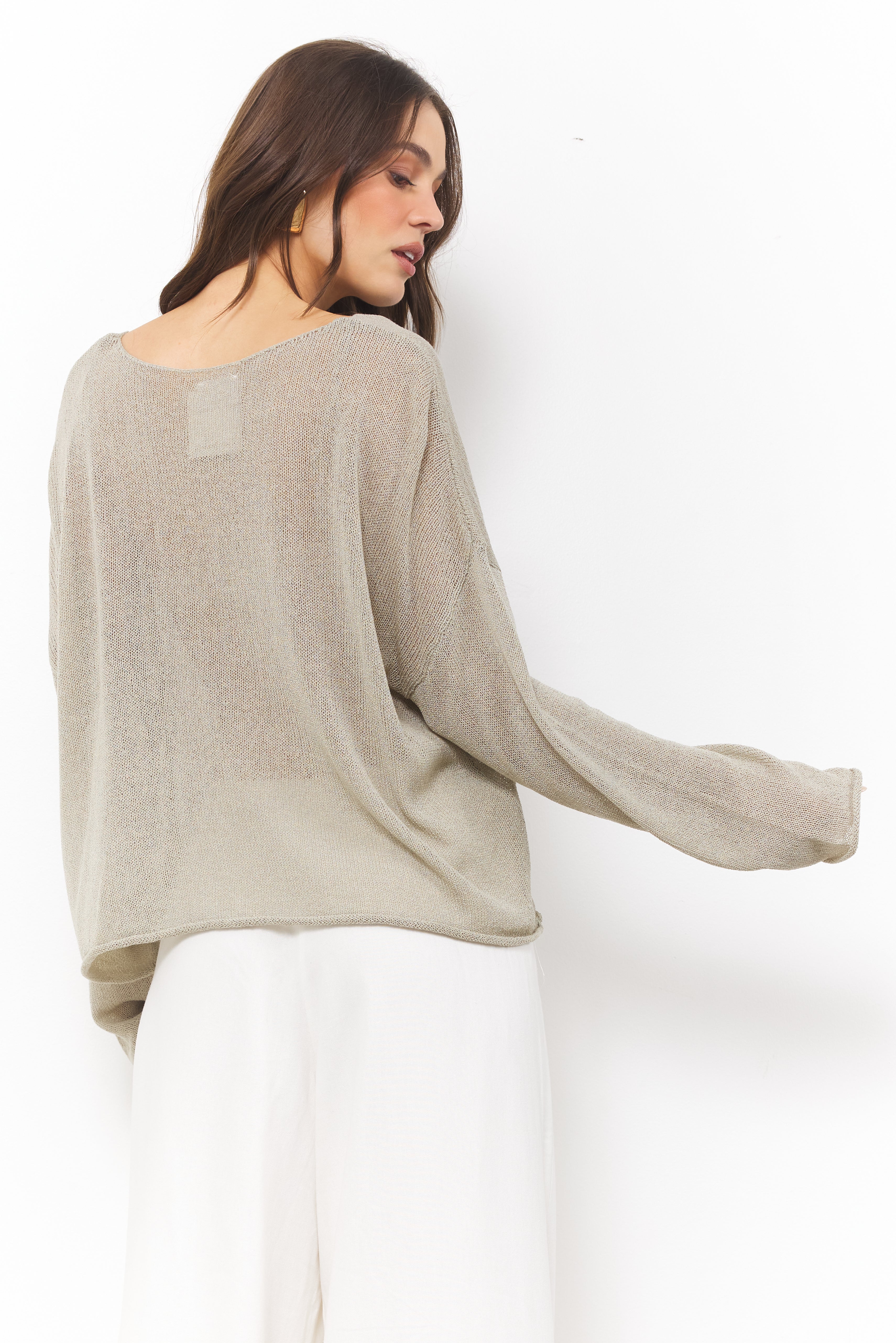 Easy Like Sunday Morning Dust Sage Knit Top - Bobbles & Lace
