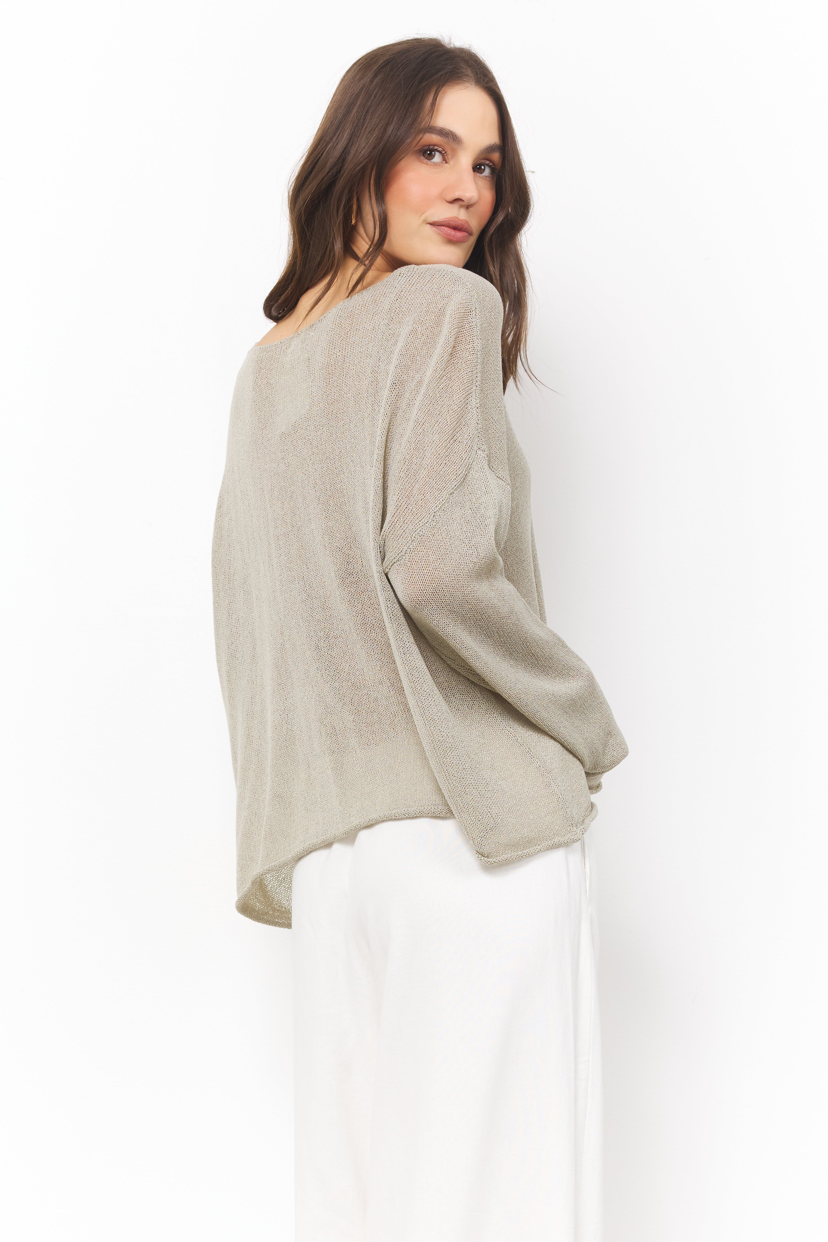 Easy Like Sunday Morning Dust Sage Knit Top - Bobbles & Lace