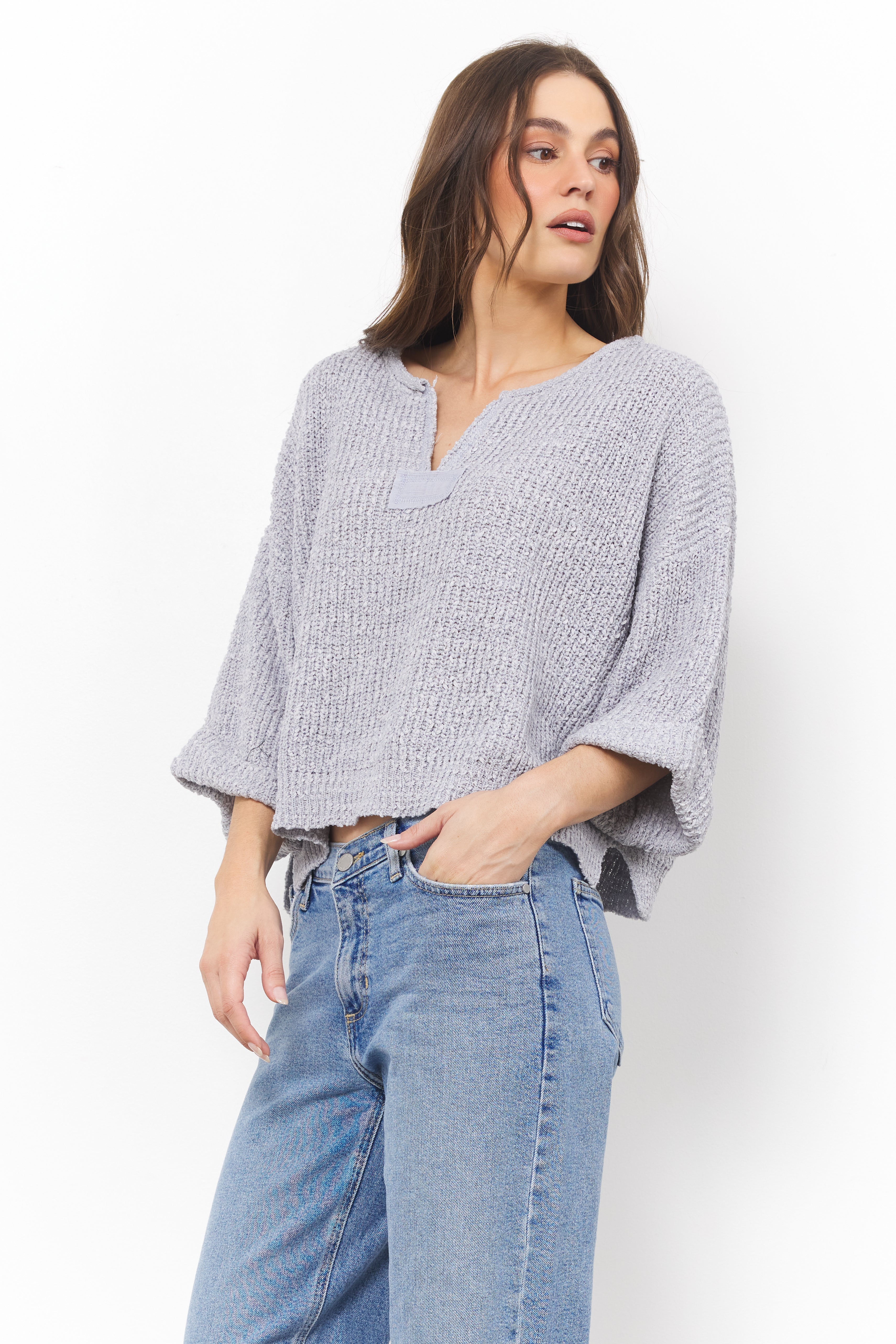 Loose The Attitude Dusty Blue Top - Bobbles & Lace