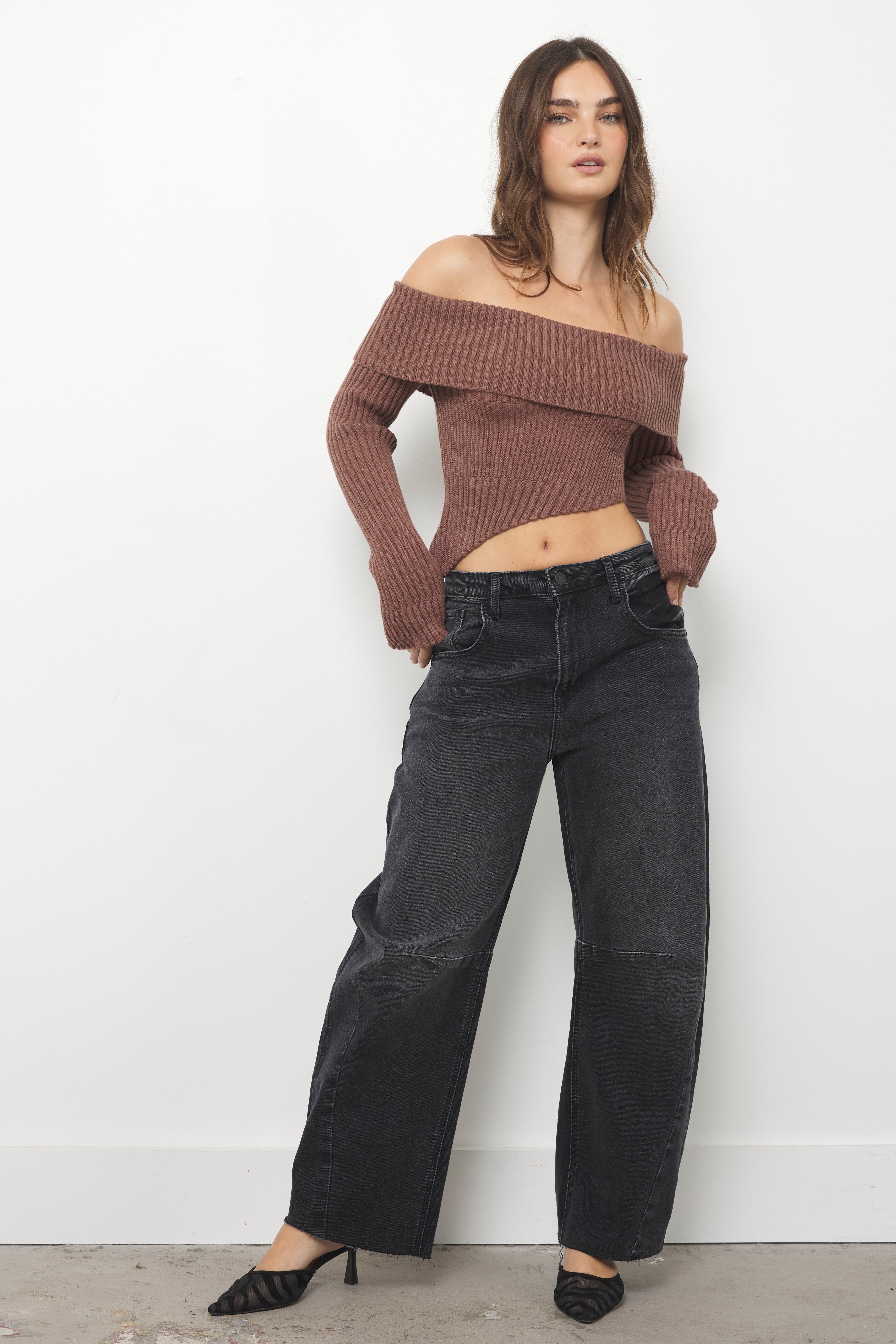 Seams It Washed Black Denim Barrel Jeans