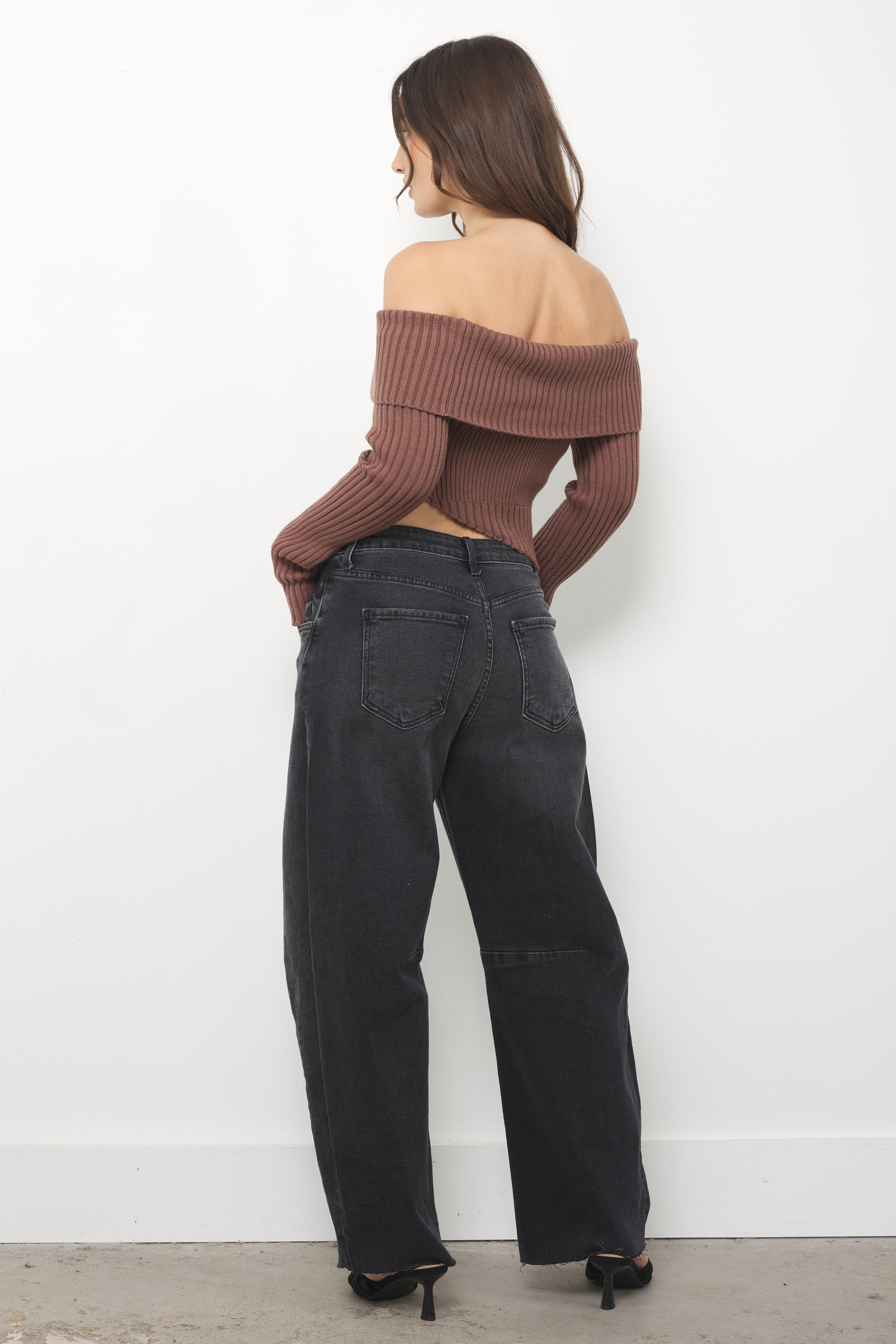 Seams It Washed Black Denim Barrel Jeans