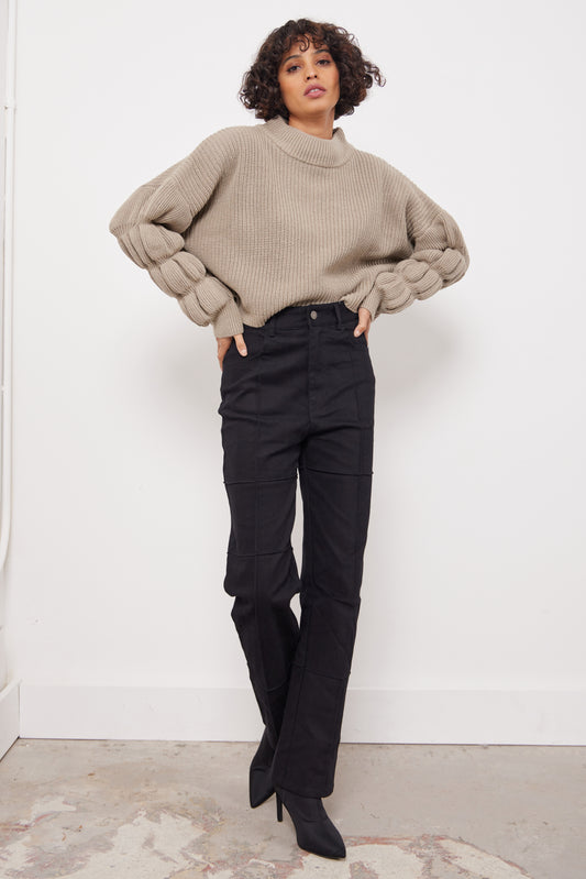 I  Donut Care Green Grey Knit Top