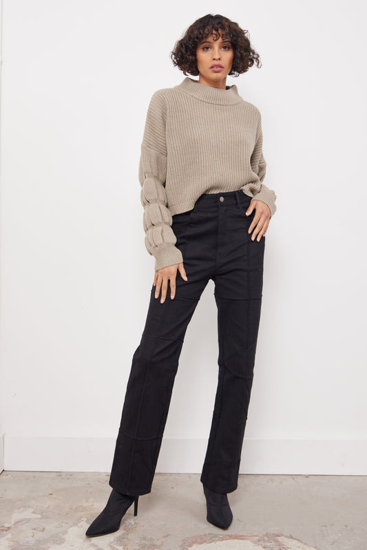 I  Donut Care Green Grey Knit Top